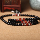Black Agate Bracelet Men And Women Multi-Circle Fashion 108 Beads Bracelet With Tiger's Eye Red Agate 0 - Tophatter Daily Deals