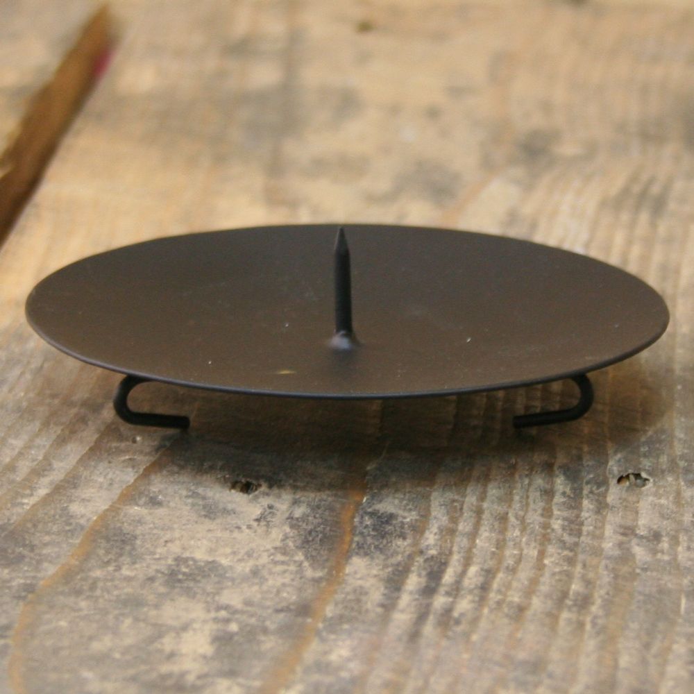 Black Round Metal Spike Candle Holder Pillar Candle Plate Candle Holder - Tophatter Daily Deals