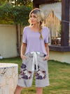 Short Sleeve Top and Printed Shorts Lounge Set Loungewear Sets - Tophatter Daily Deals