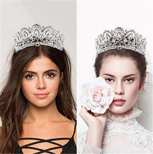 Bridal Crown Rhinestone Pearl Water Drop Hair Accessories Wedding Dress Ornaments 0 - Tophatter Daily Deals