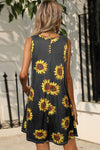 Printed Round Neck Sleeveless Dress with Pockets Casual Dresses - Tophatter Daily Deals