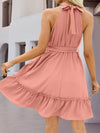 Frill Tied Mock Neck Sleeveless Dress Casual Dresses - Tophatter Daily Deals