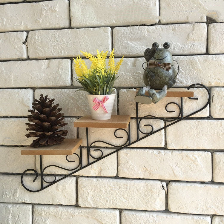 Wrought Iron Wall Shelf - Rustic Cafe Decor Hanging Display Wall Shelves & Storage - Tophatter Daily Deals