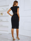 Studded Spliced Mesh V-Neck Dress Cocktail Dresses - Tophatter Daily Deals