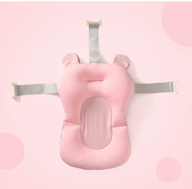 Baby Bath Seat Support Mat Foldable Baby Bath Tub Pad & Chair Newborn Bathtub Pillow Infant Anti-Slip Soft Comfort Body Cushion Pink bear bath mat Standard Model 0 - Tophatter Daily Deals