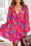 Printed Balloon Sleeve Mini Dress Casual Dresses - Tophatter Daily Deals