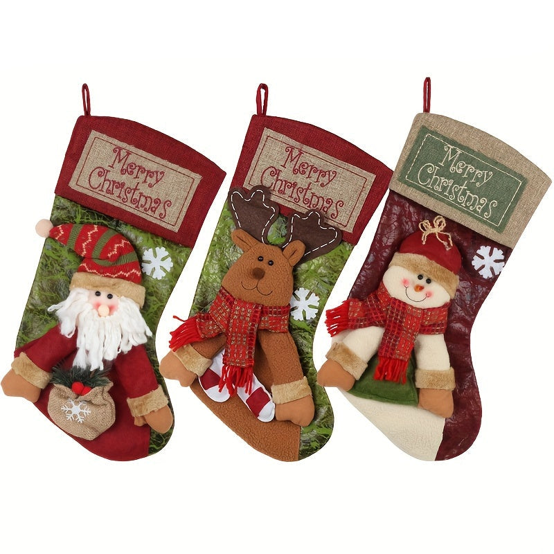 Christmas Stockings Polyester Hanging Decorations (3 pcs) Christmas - Tophatter Daily Deals