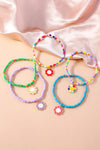 Light Blue 5pcs Smiley Flower Pendant Beaded Bracelet Set Bracelets - Tophatter Daily Deals