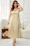 Plus Size Tie-Shoulder Midi Night Dress Pastel Yellow Sleep Dresses - Tophatter Daily Deals