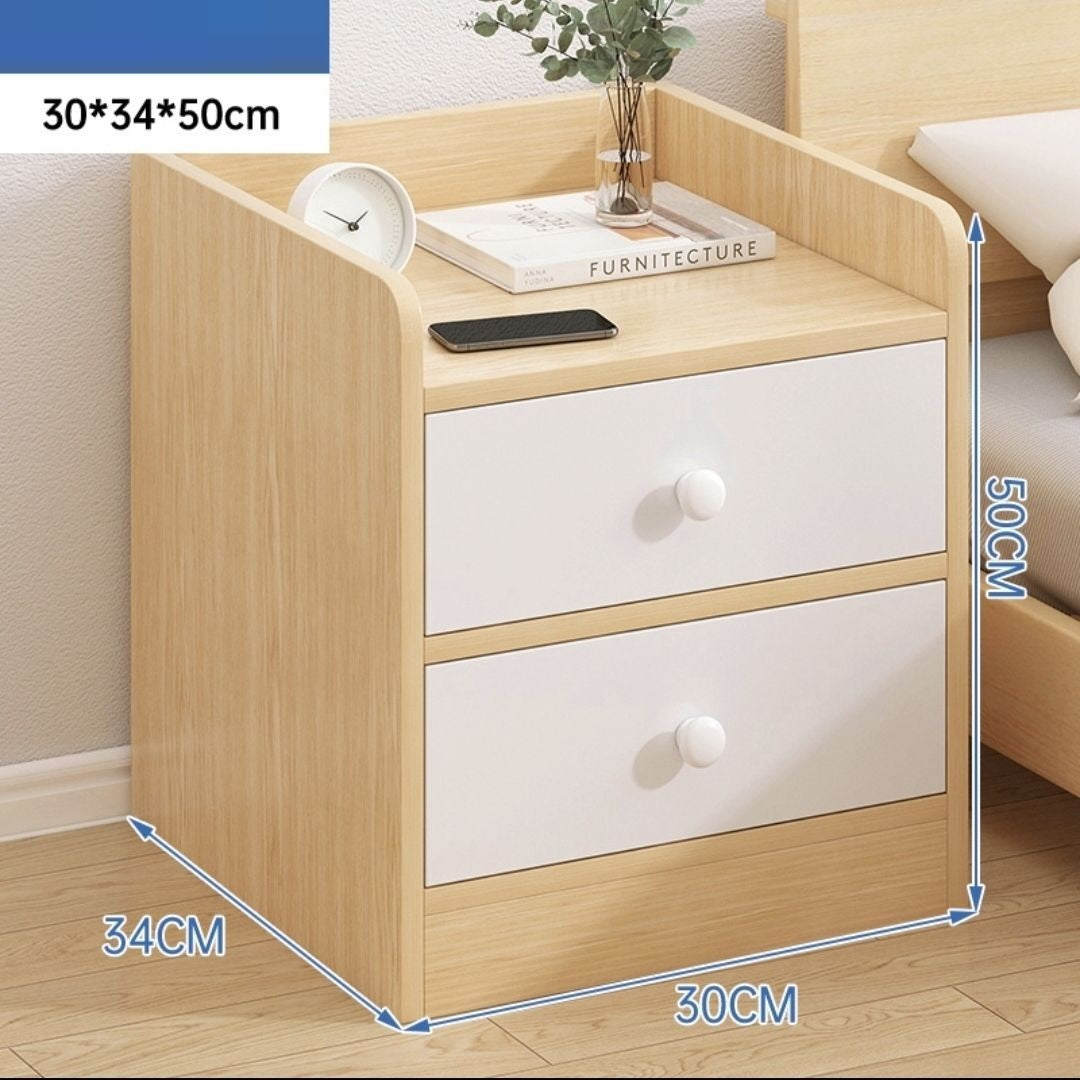 Bedside Table Simple Modern Home Bedroom Crevice Shelf Bedsi Right angle wood Fillet 2layer 30x34x50 0 - Tophatter Daily Deals
