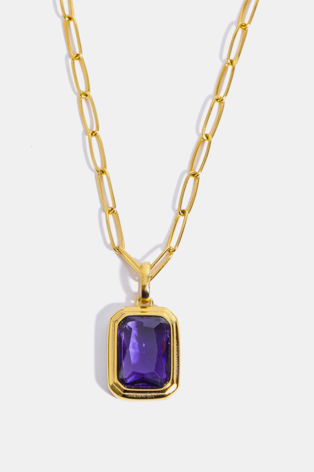 Zircon 18K Gold-Plated Geometrical Shape Pendant Necklace Purple One Size Necklaces - Tophatter Daily Deals