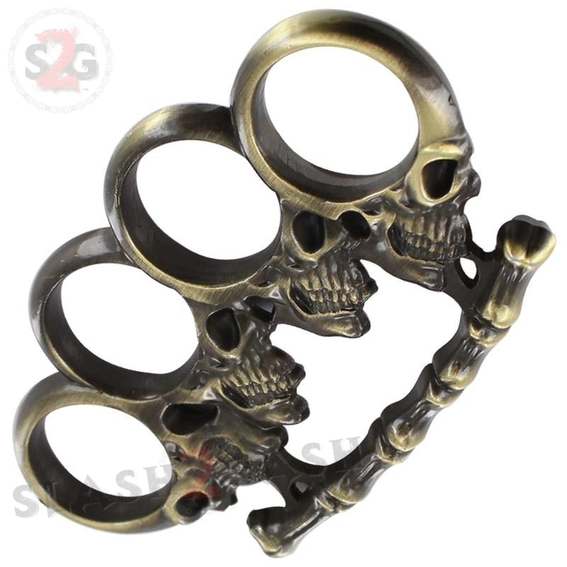 Head Trauma Skull & Bones Brass Knuckles Paperweight Belt Buckle - Tophatter Daily Deals