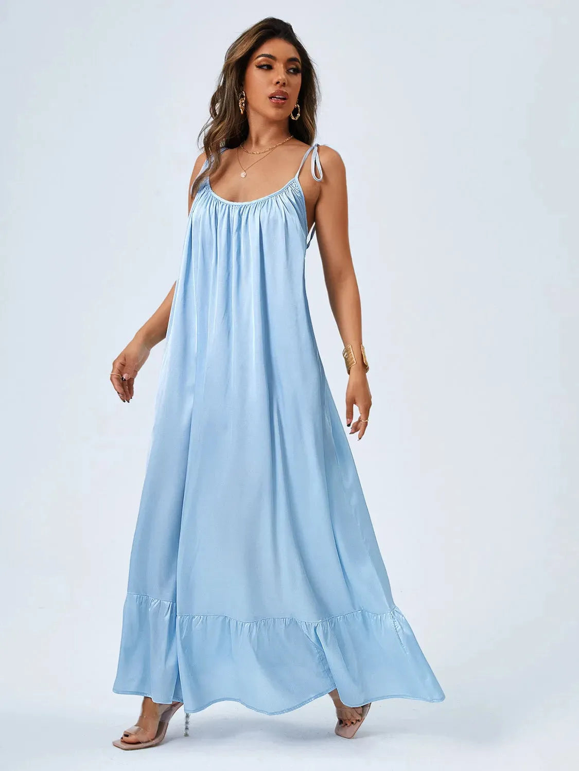 Tie Shoulder Backless Maxi Dress Casual Dresses - Tophatter Daily Deals