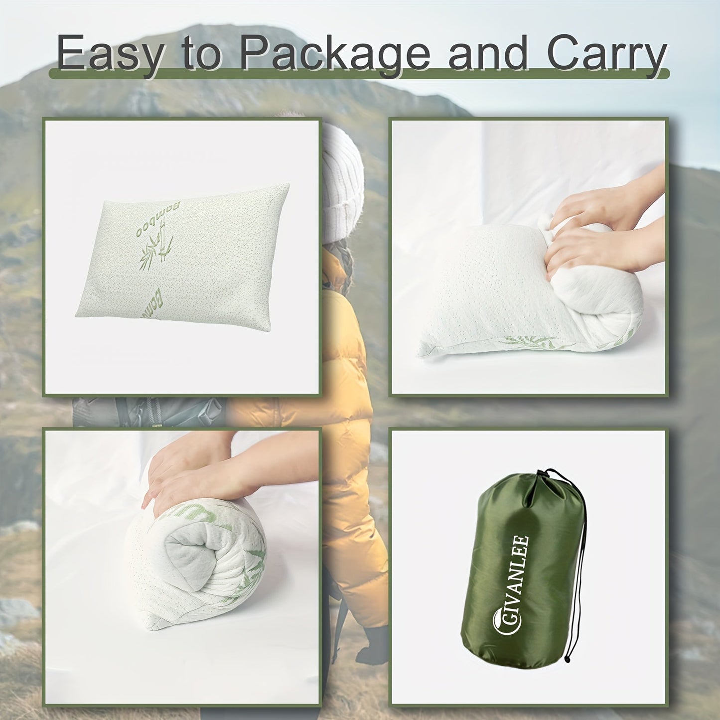 Camping Pillow Shredded Memory Foam Travel (2 Pack) Camp Furniture - Tophatter Daily Deals
