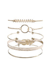 Gold 5Pcs Bohemian Leaf Adjustable Plated Bracelet Set Bracelets - Tophatter Daily Deals