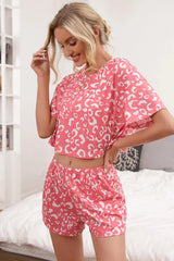 Leopard Crop Top and Shorts Set Loungewear Sets - Tophatter Daily Deals