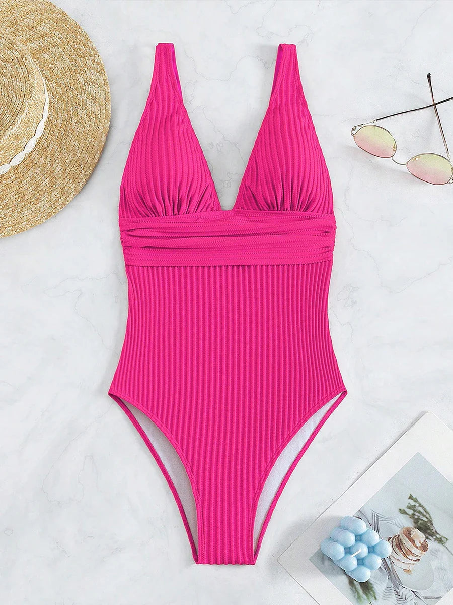 Deep V One Piece Swimsuit Women Swimwear - Tophatter Daily Deals