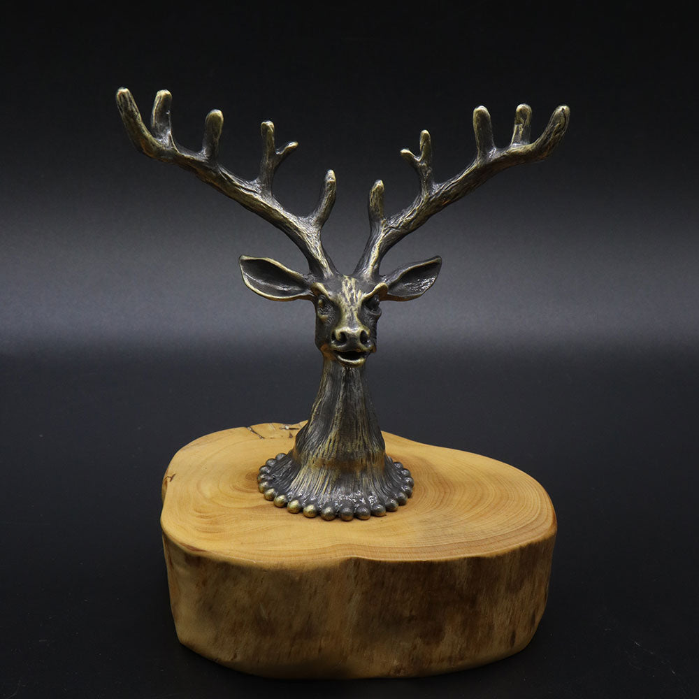 Creative Metal Elk Head Wooden Stand - Tophatter Daily Deals