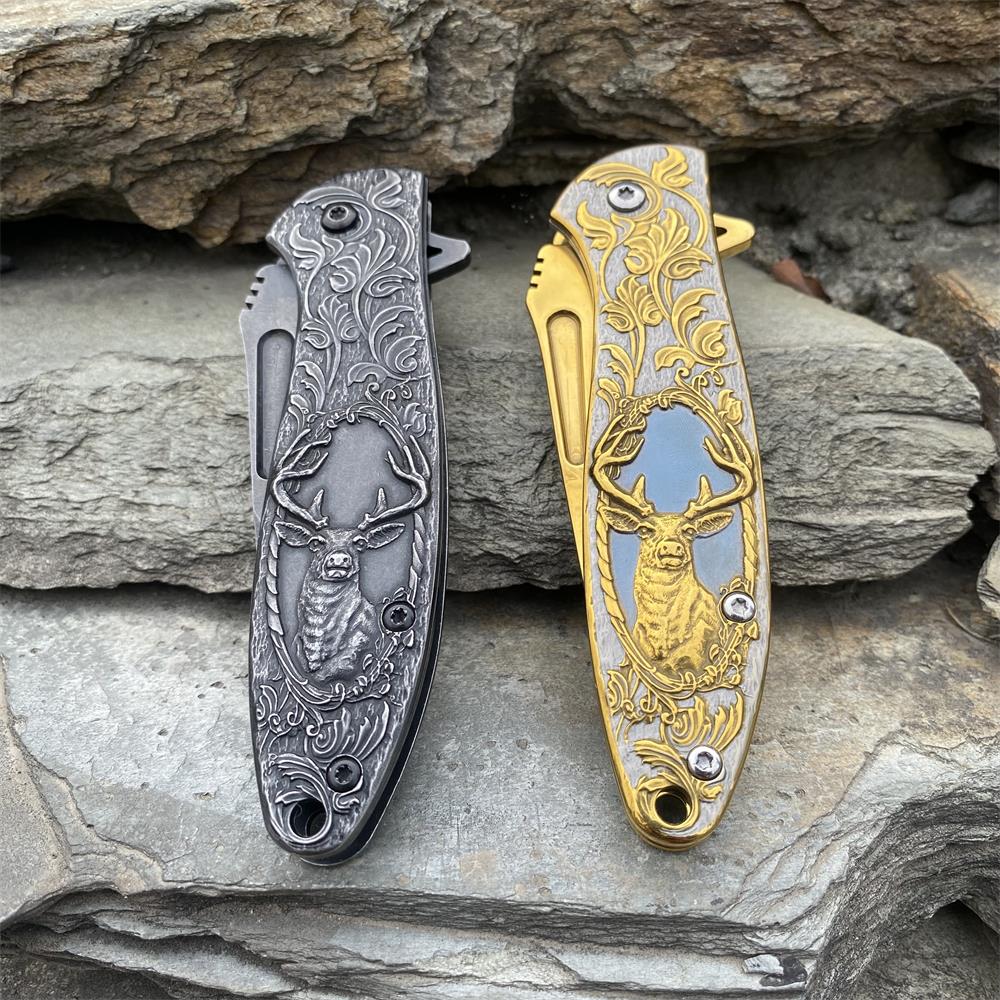 Fantastic Reindeer in the Mirror Folding Knife - Tophatter Daily Deals