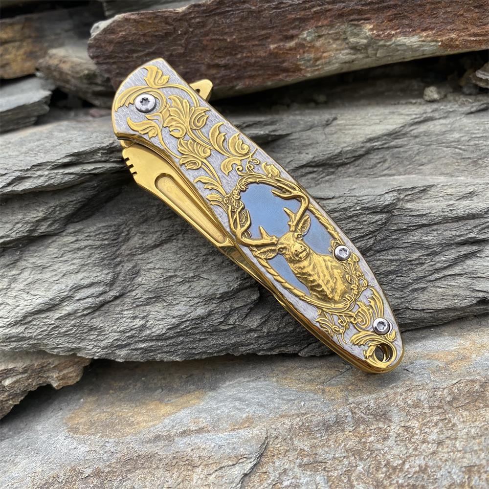 Fantastic Reindeer in the Mirror Folding Knife - Tophatter Daily Deals