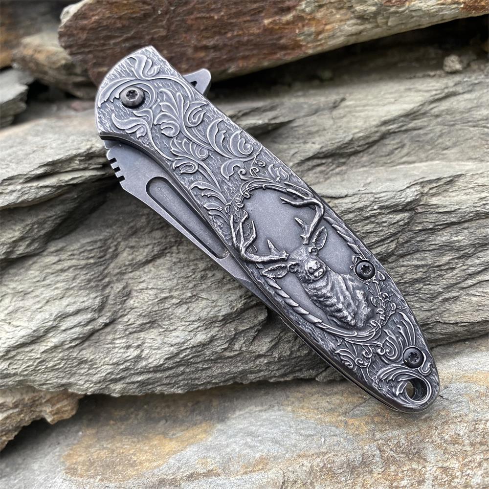 Fantastic Reindeer in the Mirror Folding Knife - Tophatter Daily Deals