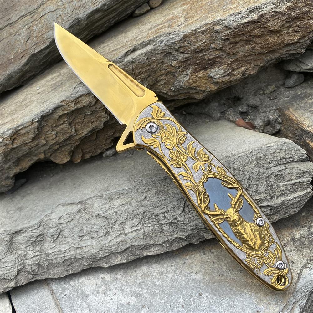 Fantastic Reindeer in the Mirror Folding Knife - Tophatter Daily Deals