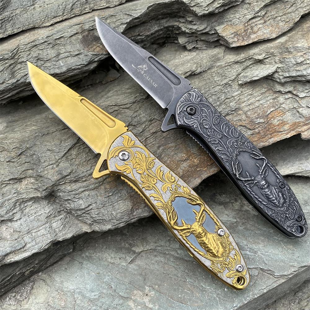 Fantastic Reindeer in the Mirror Folding Knife - Tophatter Daily Deals