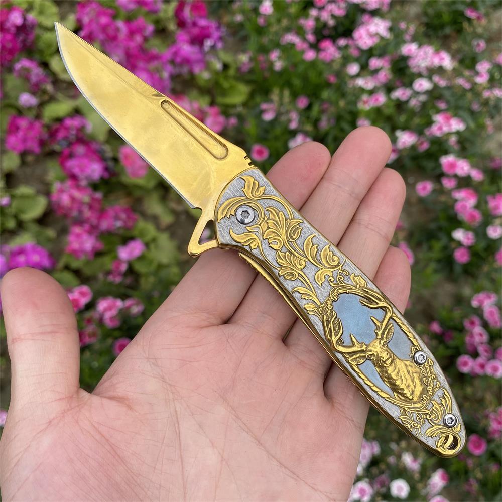 Fantastic Reindeer in the Mirror Folding Knife - Tophatter Daily Deals