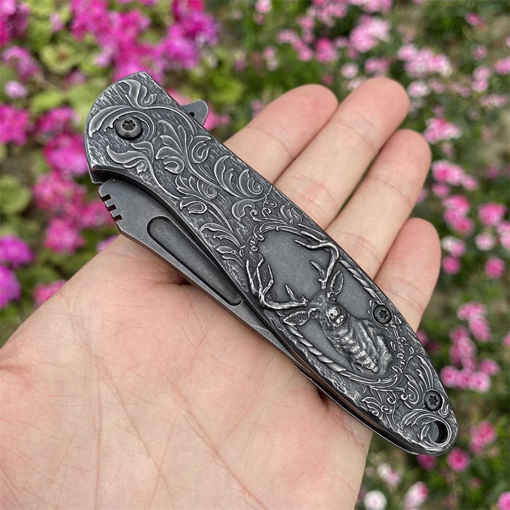 Fantastic Reindeer in the Mirror Folding Knife - Tophatter Daily Deals