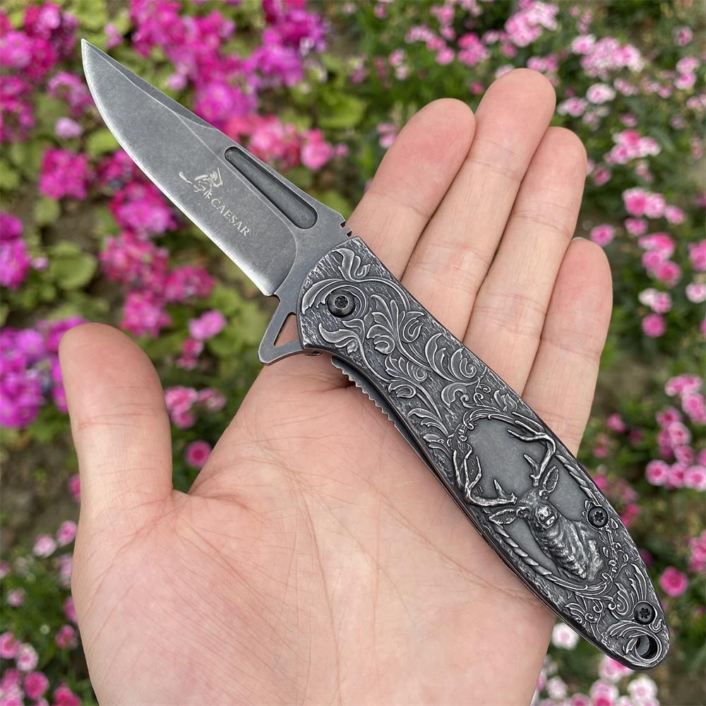 Fantastic Reindeer in the Mirror Folding Knife - Tophatter Daily Deals