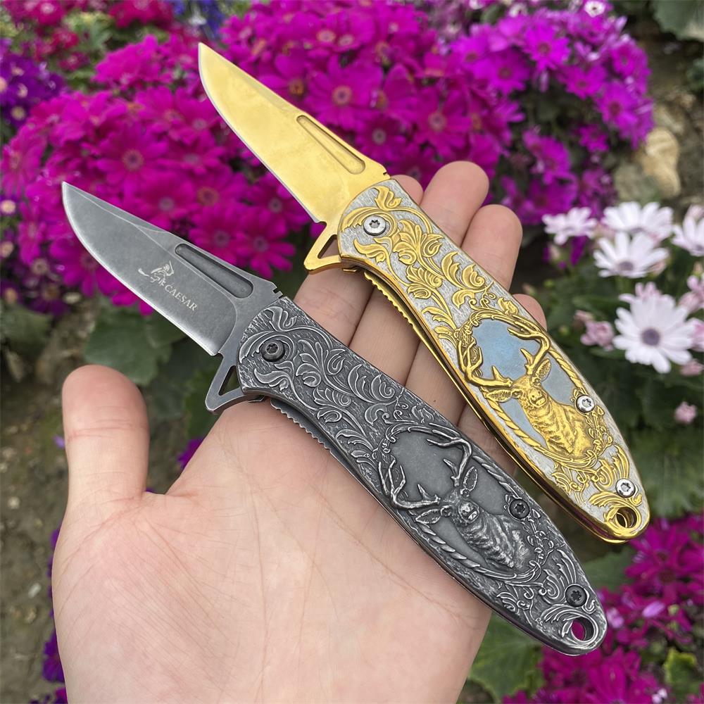 Fantastic Reindeer in the Mirror Folding Knife - Tophatter Daily Deals