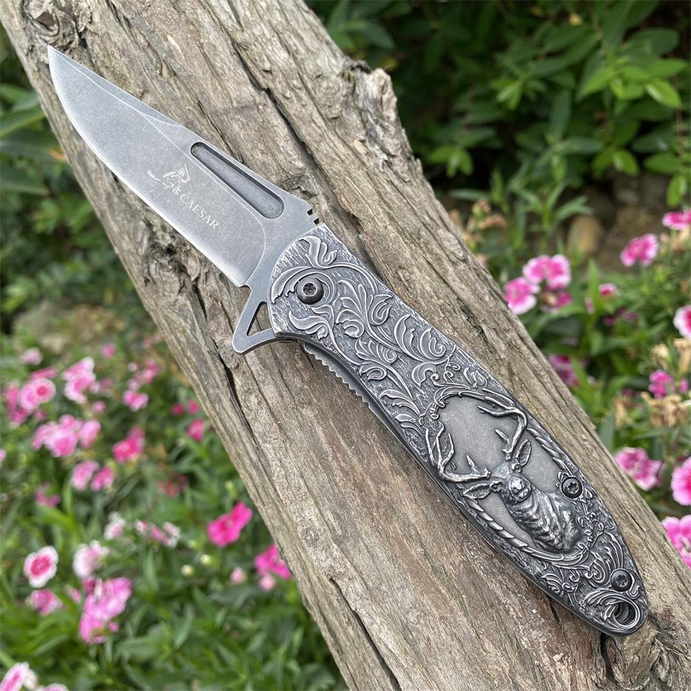 Fantastic Reindeer in the Mirror Folding Knife - Tophatter Daily Deals