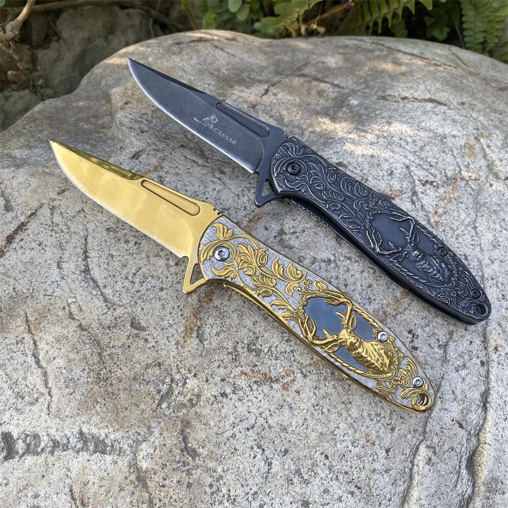 Fantastic Reindeer in the Mirror Folding Knife - Tophatter Daily Deals