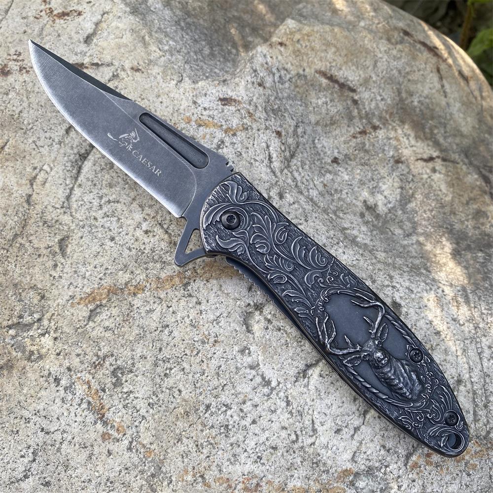 Fantastic Reindeer in the Mirror Folding Knife - Tophatter Daily Deals