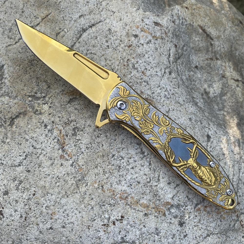 Fantastic Reindeer in the Mirror Folding Knife - Tophatter Daily Deals