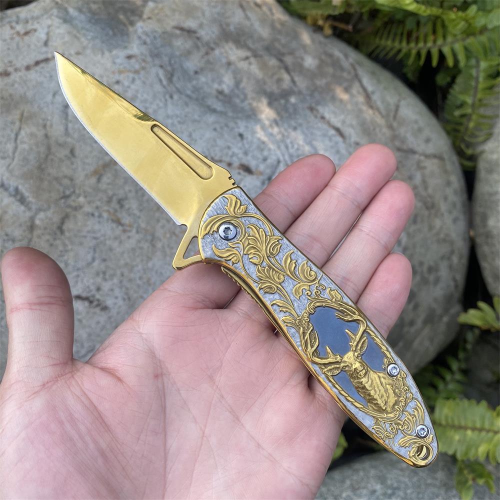 Fantastic Reindeer in the Mirror Folding Knife - Tophatter Daily Deals