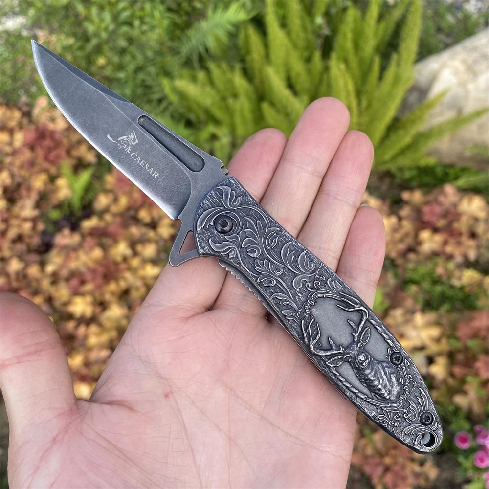 Fantastic Reindeer in the Mirror Folding Knife - Tophatter Daily Deals