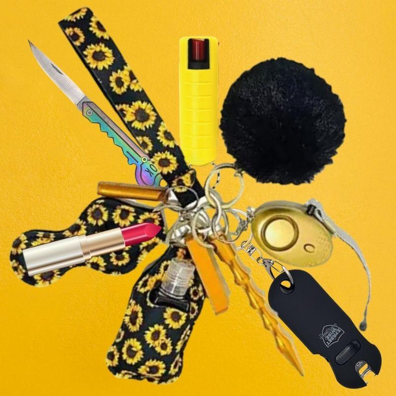 Fight Fobs® Sunflower Self Defense Key Chain Gift Set Luxe (+Stun Gun+Key Knife) Self-Defense Keychains - Tophatter Daily Deals