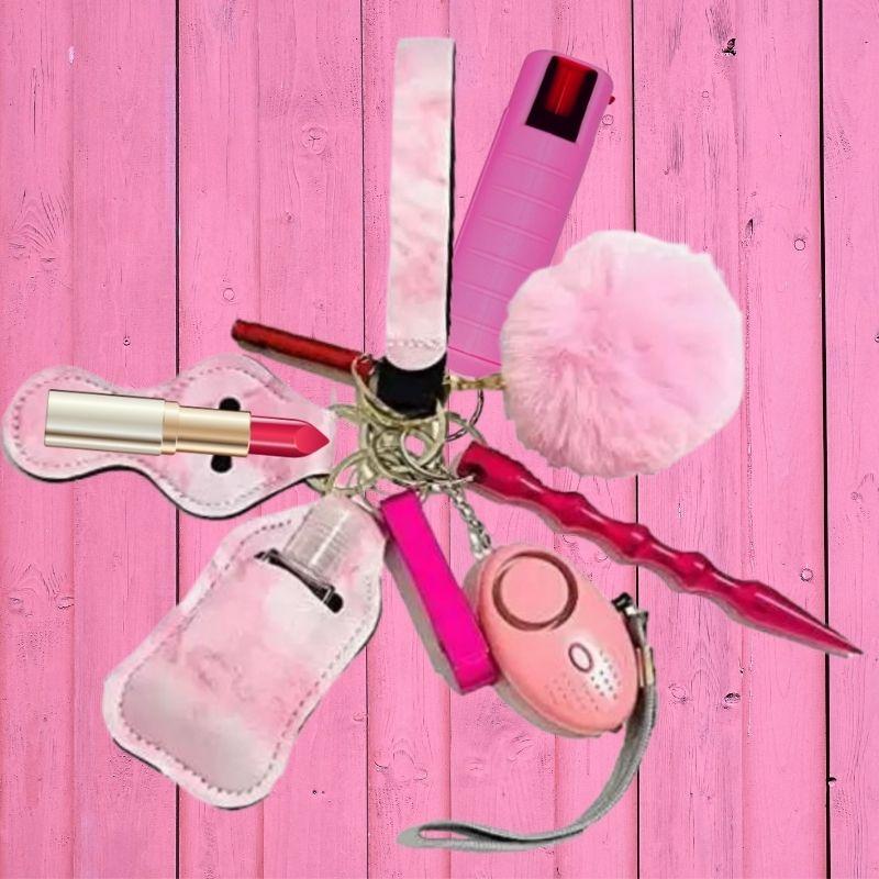 Fight Fobs® Pink Cloud Self Defense Key Chain Gift Set Plus (+Pepper Spray) Self-Defense Keychains - Tophatter Daily Deals