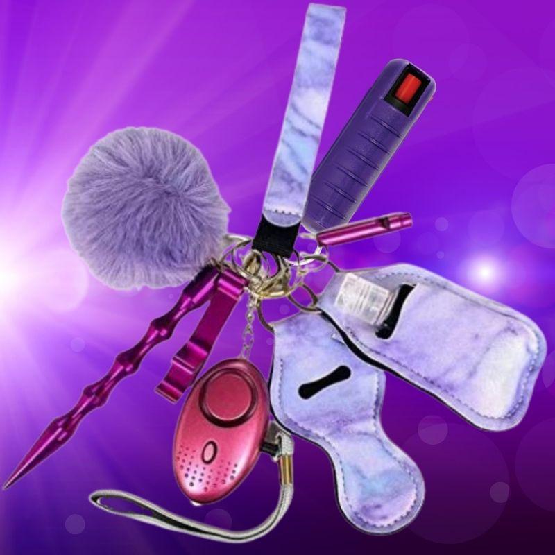 Fight Fobs® Purple Haze Self Defense Key Chain Gift Set Plus (+Pepper Spray) Self-Defense Keychains - Tophatter Daily Deals