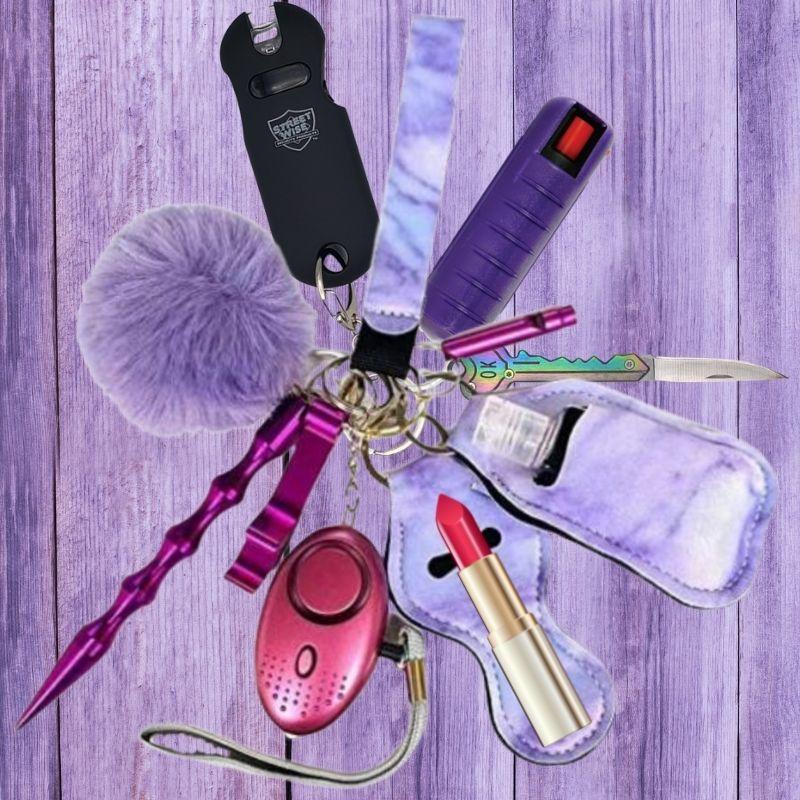 Fight Fobs® Purple Haze Self Defense Key Chain Gift Set Luxe (+Stun Gun+Key Knife) Self-Defense Keychains - Tophatter Daily Deals