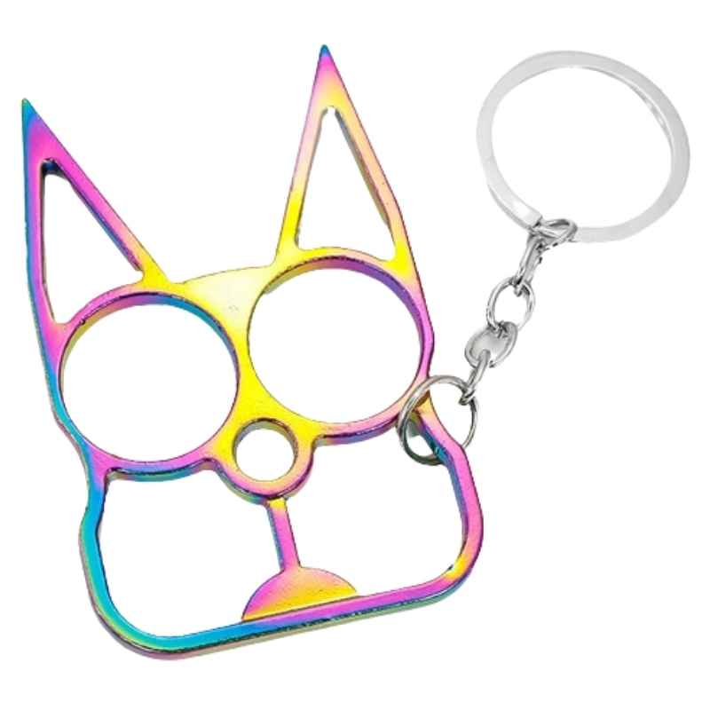 Meowch Metal Self-Defense Kitty Keychain Rainbow Impact Self Defense - Tophatter Daily Deals