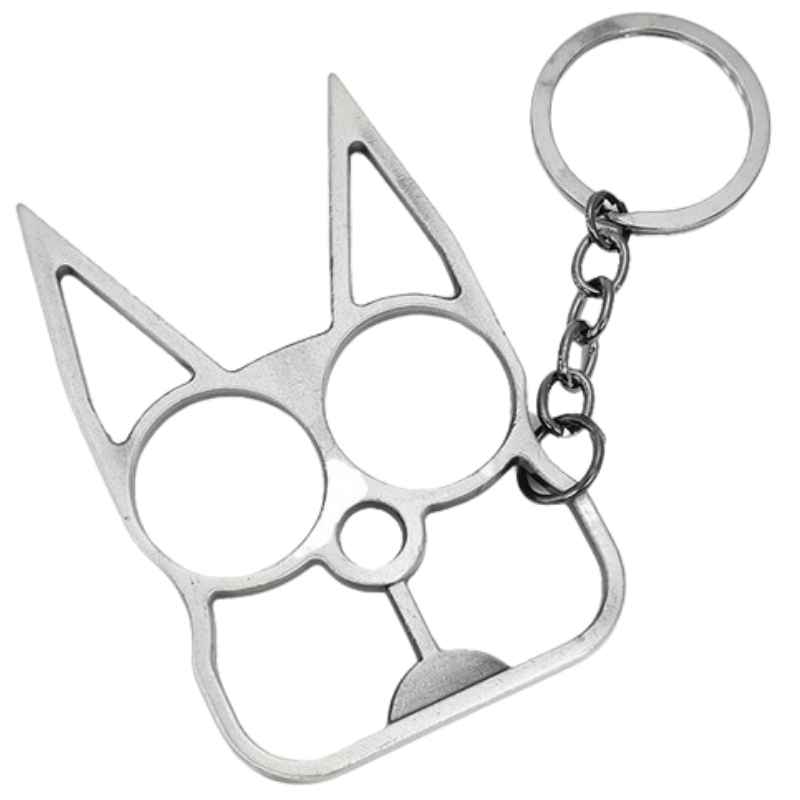 Meowch Metal Self-Defense Kitty Keychain Silver Impact Self Defense - Tophatter Daily Deals