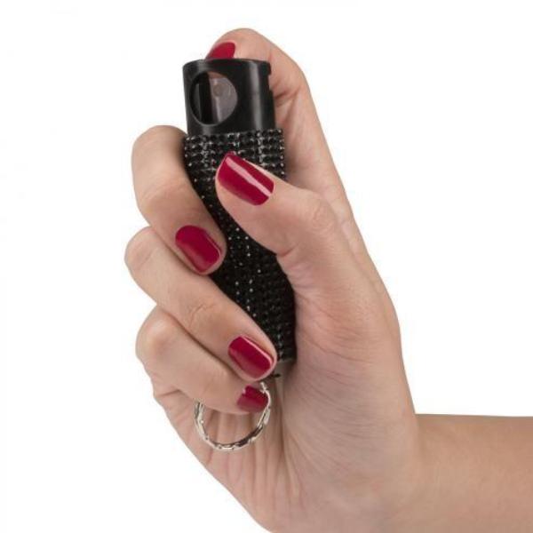 Rhinestone Bling It On Pepper Spray Self Defense Key Ring Black Pepper Spray - Tophatter Daily Deals