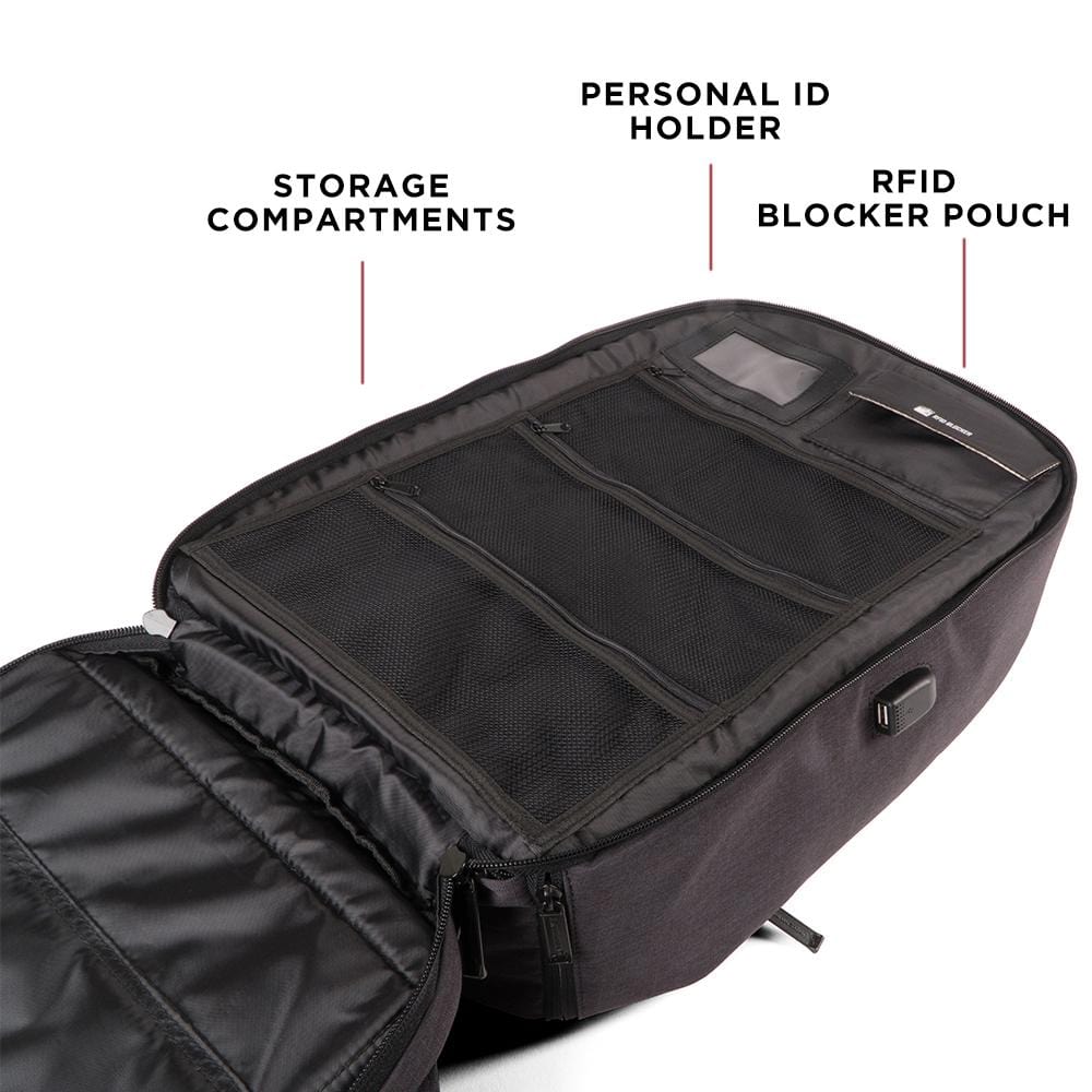 ProShield Smart Bulletproof Backpack + Charging Bank - Black Bullet Blocker - Tophatter Daily Deals