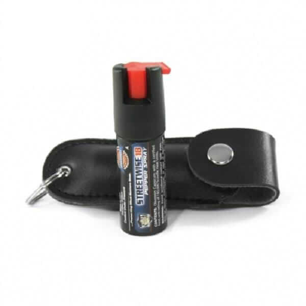 18% OC Pepper Spray Leatherette Soft Case Key Ring Black Pepper Spray - Tophatter Daily Deals