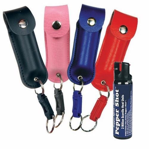 Pepper Shot 10% OC Pepper Spray Leatherette Quick Release Key Ring Pepper Spray - Tophatter Daily Deals