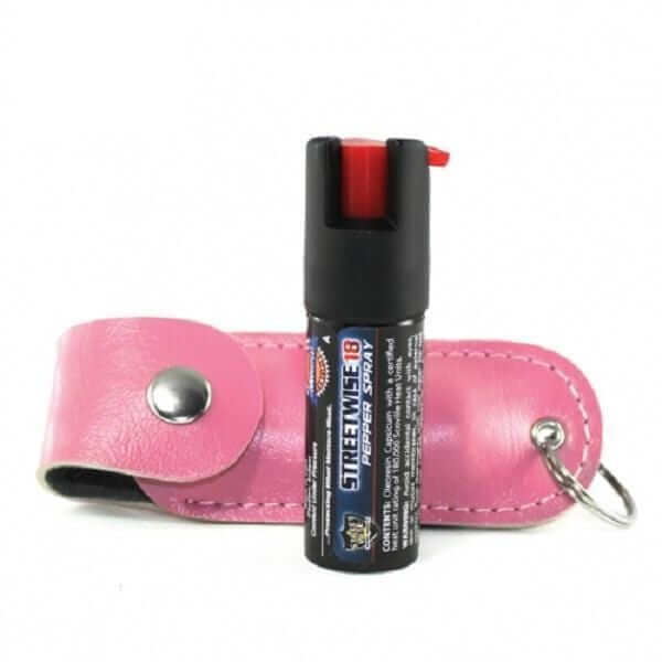 18% OC Pepper Spray Leatherette Soft Case Key Ring Pink Pepper Spray - Tophatter Daily Deals