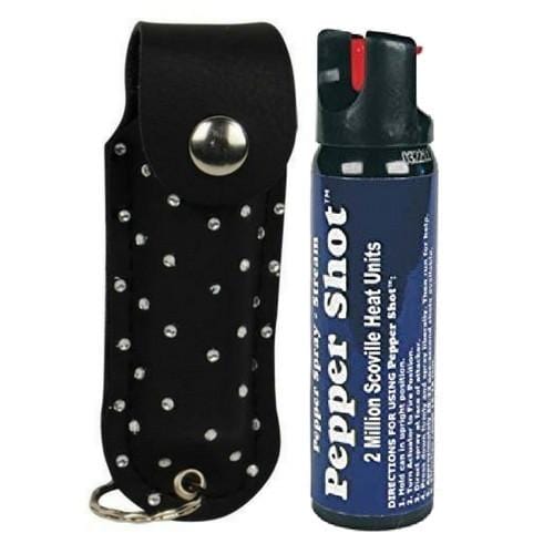 Pepper Shot 10% OC Rhinestone Bling Pepper Spray Self Defense Black Pepper Spray - Tophatter Daily Deals