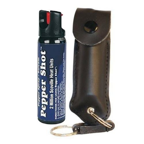 Pepper Shot 10% OC Pepper Spray Leatherette Quick Release Key Ring Black Pepper Spray - Tophatter Daily Deals